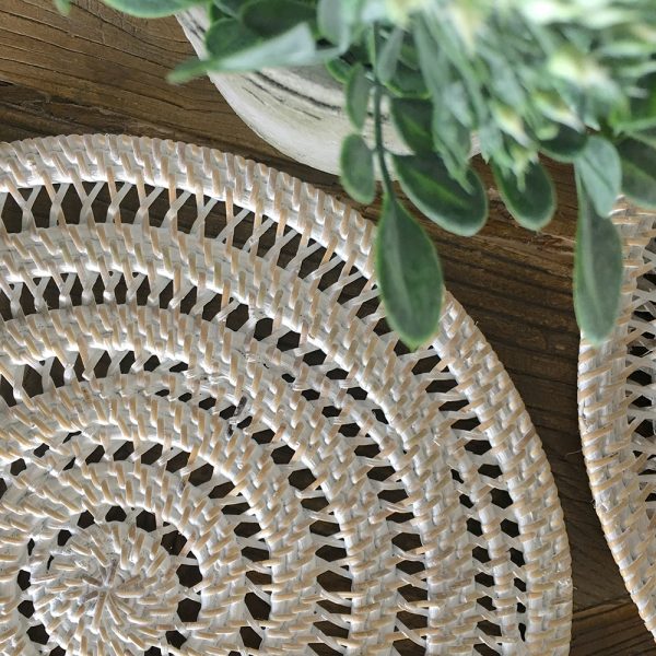 Set of 4 Placemats Whitewash Rattan Humble Home