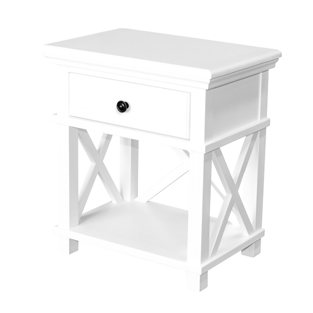 Highland White Bedside Table One Drawer Humble Home