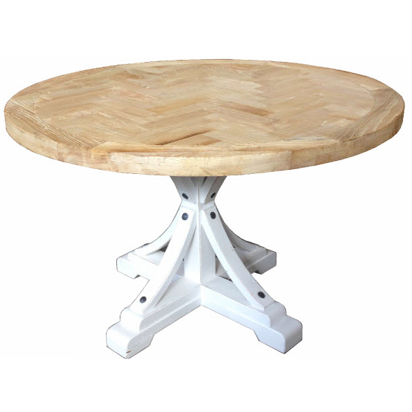 Herringbone Round Dining Table 150cm, Round White Dining Tables Au