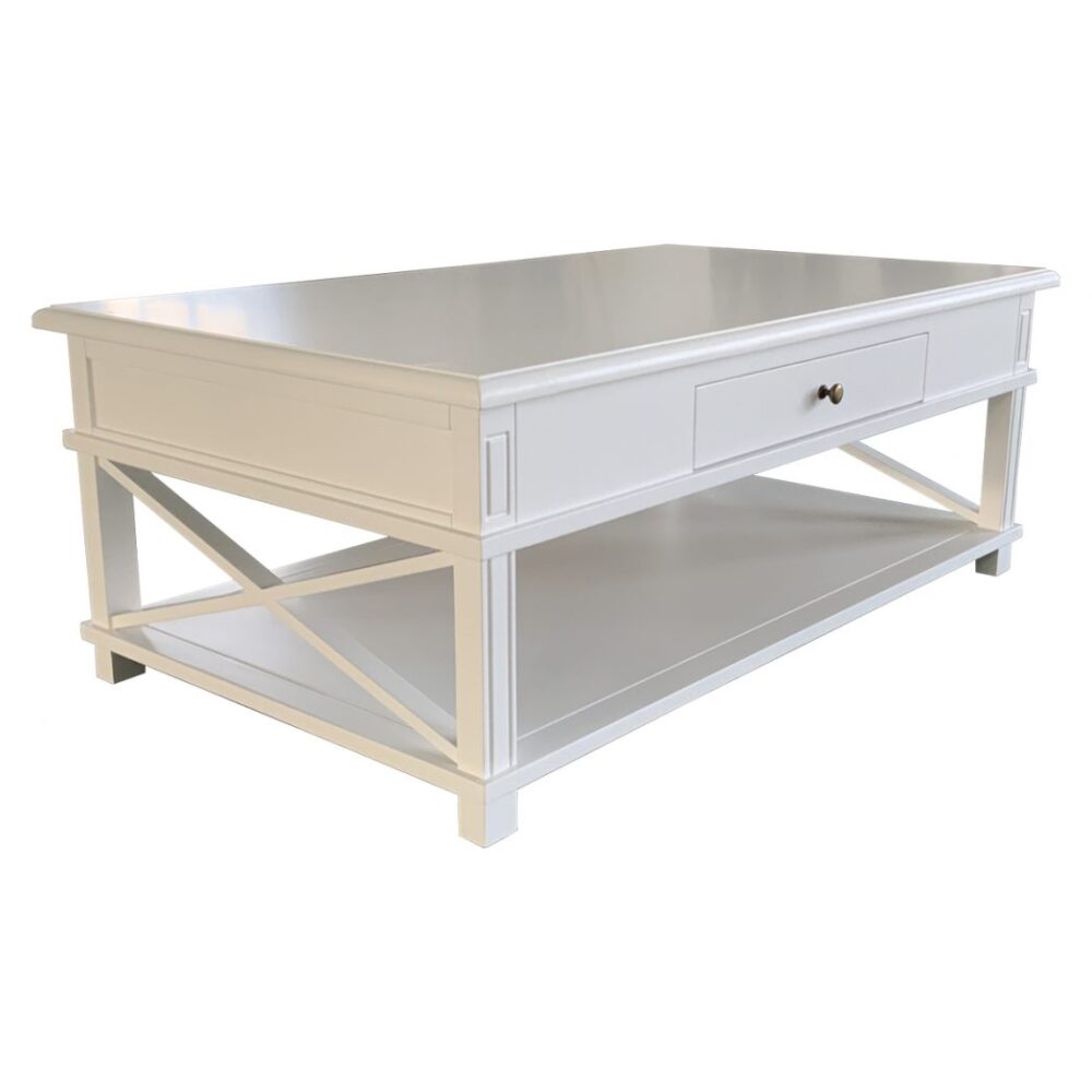 Hampton Coffee Table with Drawer - White