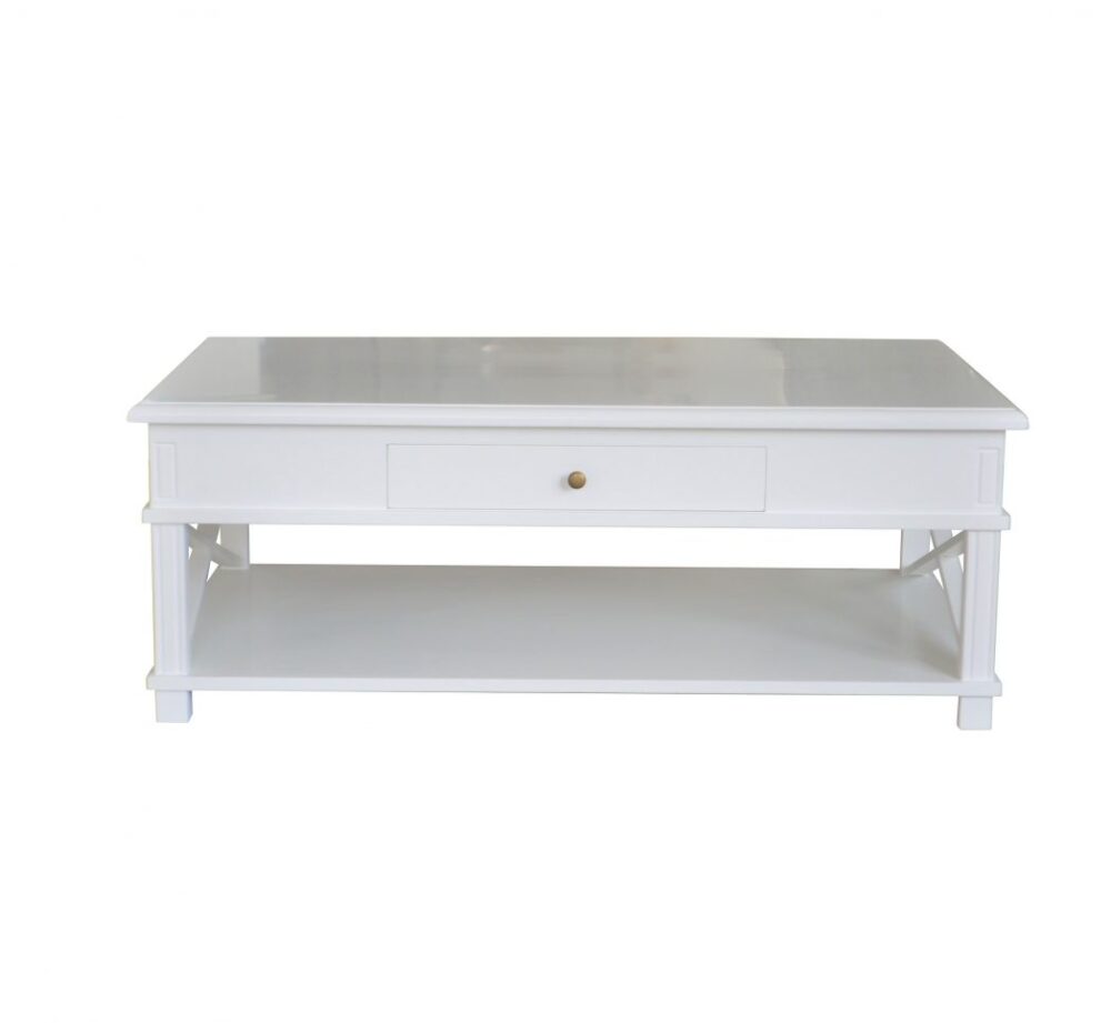 Hampton Coffee Table with Drawer - White