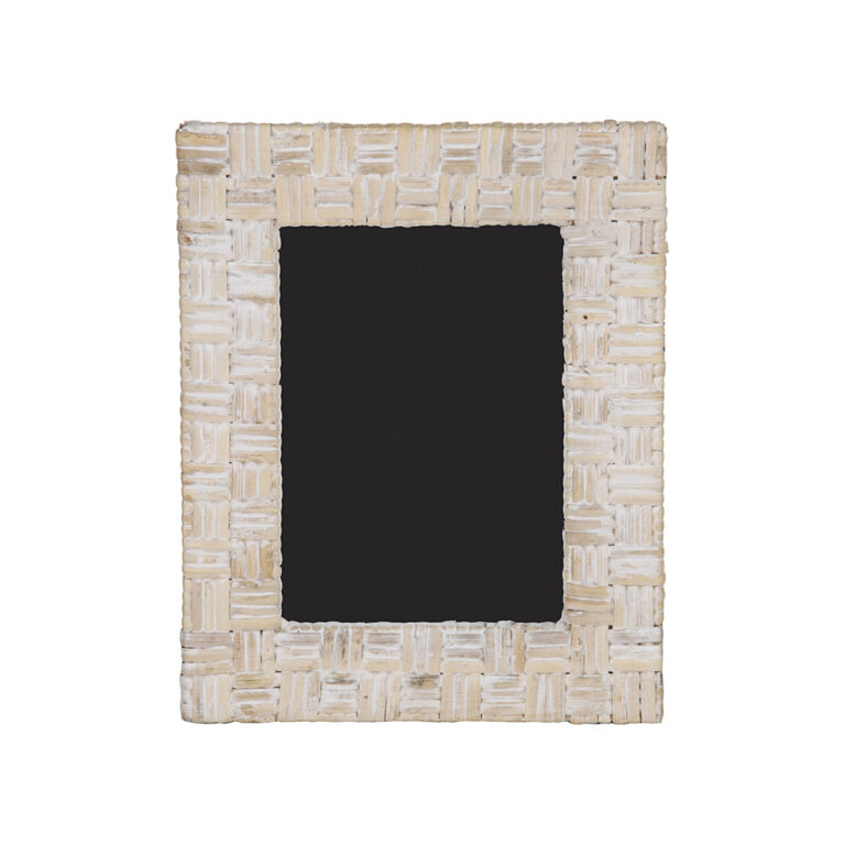 Whitewash Rattan Photo Frame Large Humble Home
