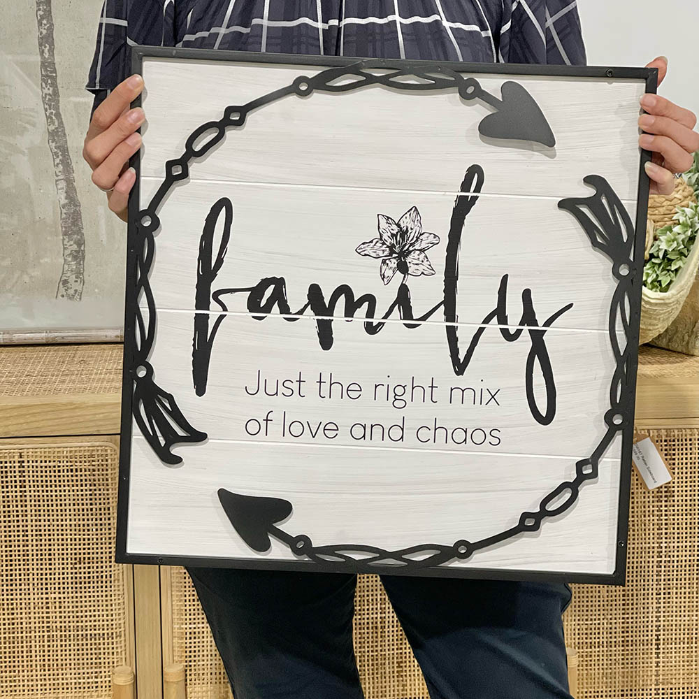 Wall Sign Family Just The Right Mix of Love & Chaos Humble Home