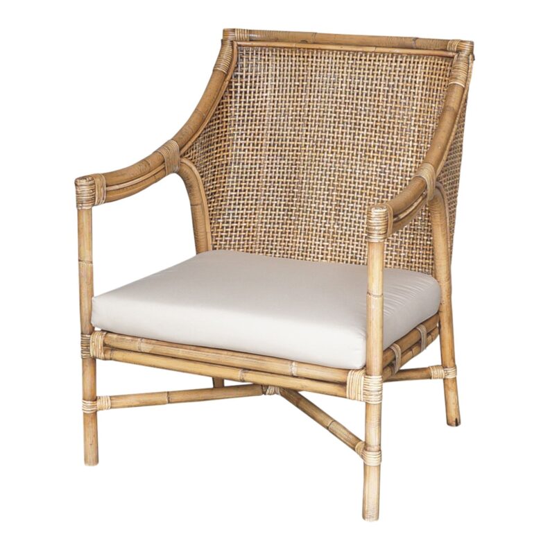 Ridley Rattan Occasional Chair with Cushion - Humble Home