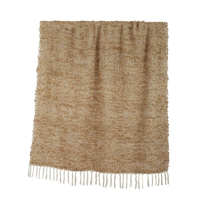 Burleigh Textured Cotton Throw with Tassels - Honey - Humble Home